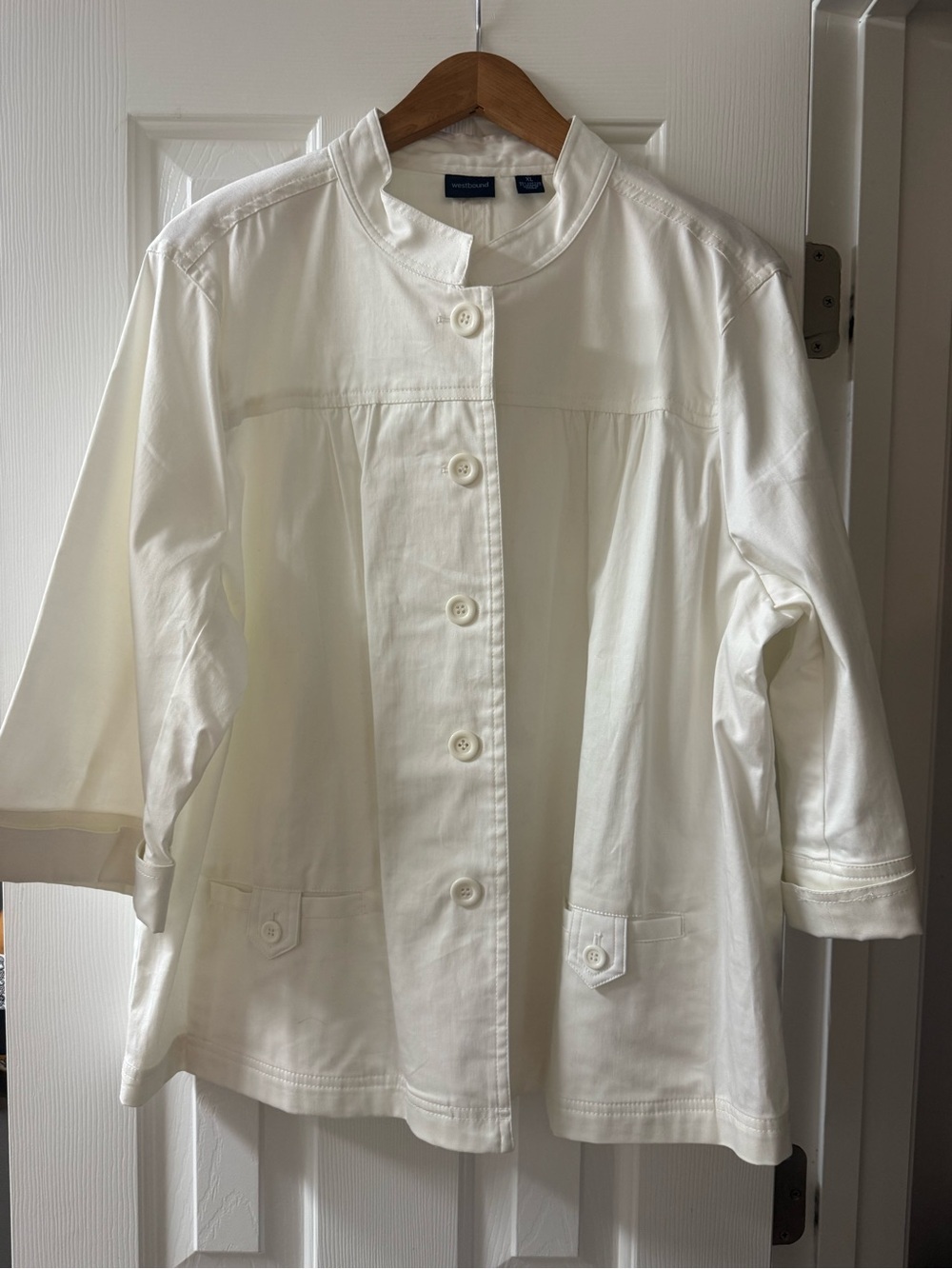 Westbound White Button Front Jacket Lightweight Coat Pockets XL